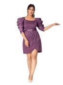 FOR YU Women's Midi Bodycon Dress One Piece Dress for Women | Mauve Mini Dress with Cowl Sleeve