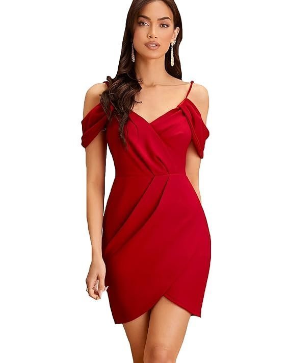 ADDYVERO V-Neck Sleeveless Cotton Blend Solid Bodycon Knee-Length Women Dress