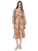 VERO MODA Women's Polyester Fit and Flare Midi Dress