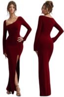 TRAQUILA Full Sleeve Bodycon Dress for Women with Slit on The Front