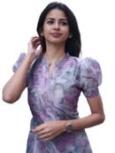 Sun Fashion And Lifestyle Women's Chanderi Stitched Printed Kurta for Women