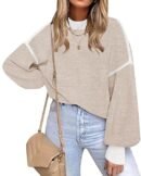 Fall Clothes for Women 2024 Trendy Fashion Oversized Sweaters Color Block Long Sleeve Knited Pullover Tops Winter Clothes