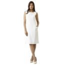 FableStreet Women's Polyester Square Neck Shift Midi Dress - Off White