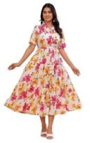 Jikonet Women's Western Dress Floral Printed Cotton Maxi Dress